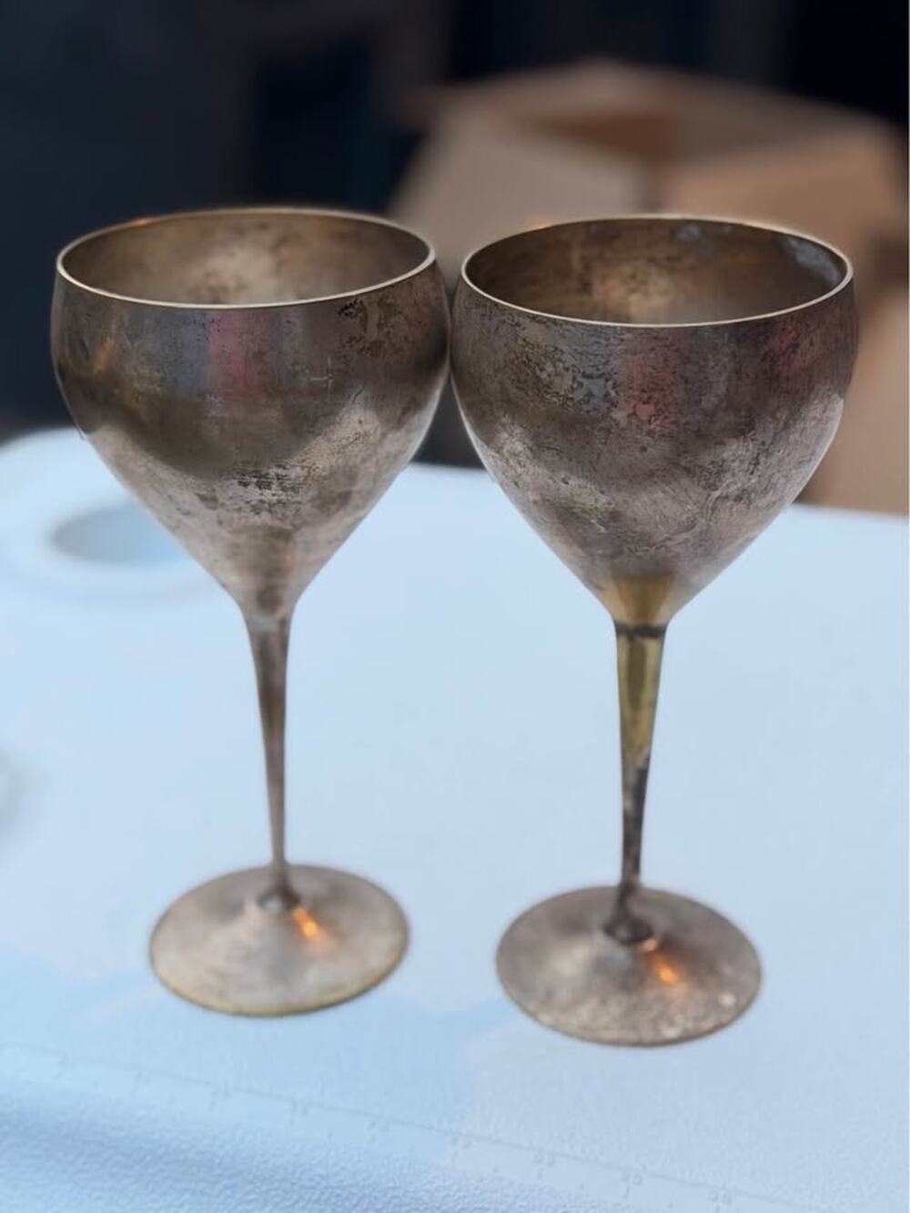 Vintage Leonard EPNS Silver Plate Wine Goblets – Matching Pair